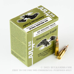 90 Rounds of 5.56x45 Ammo by Federal American Eagle - Lake City - 62gr FMJ M855