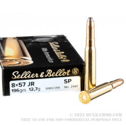 20 Rounds of 8x57mm JR Mauser Ammo by Sellier & Bellot - 196gr SP