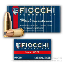 1000 Rounds of 9mm Leadless Ammo by Fiocchi - 123gr FMJTCEB