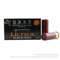 25 Rounds of 12ga Ammo by Federal Ultra Clay and Field - 2 3/4" 1 1/8 ounce #7 1/2 shot
