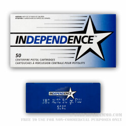 1000 Rounds of .380 ACP Ammo by Independence - 90gr FMJ
