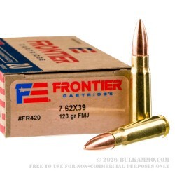 200 Rounds of 7.62x39 Ammo by Hornady Frontier - 123gr FMJ