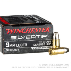 200 Rounds of 9mm Ammo by Winchester Silvertip - 115gr JHP