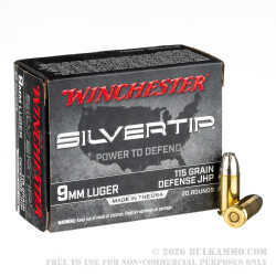 200 Rounds of 9mm Ammo by Winchester Silvertip - 115gr JHP