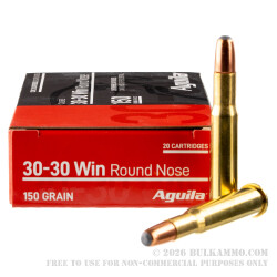 20 Rounds of 30-30 Win Ammo by Aguila - 150gr SP