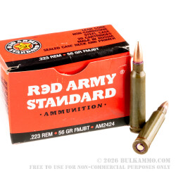 20 Rounds of .223 Rem Ammo by Red Army Standard - 56gr FMJBT