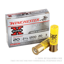 5 Rounds of 20ga Ammo by Winchester Super-X -  #3 Buck - 20 Pellet