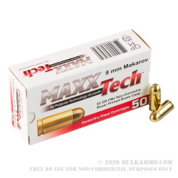 1000 Rounds of 9mm Makarov Ammo by MAXXTech - 92gr FMJ 1000 Rounds of 9mm Makarov Ammo by MAXXTech - 92gr FMJ
