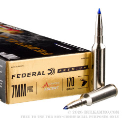 20 Rounds of 7mm PRC Ammo by Federal - 170gr Terminal Ascent