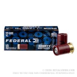 10 Rounds of 12ga Ammo by Federal Shorty Shotshell - 1-3/4" 1 ounce rifled slug