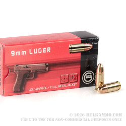 1000 Rounds of 9mm Ammo by GECO - 124gr FMJ