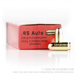 1000 Rounds of .45 ACP Ammo by GECO - 230gr FMJ
