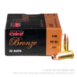 1000 Rounds of .32 ACP Ammo by PMC - 60gr JHP