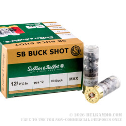 250 Rounds of 12ga Ammo by Sellier & Bellot - 1 1/4 ounce 00 Buck