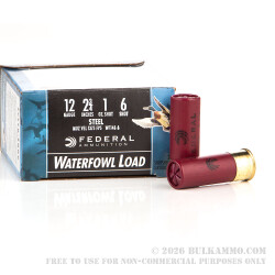 250 Rounds of 12ga Ammo by Federal - 1 ounce #6 Shot (Steel) 250 Rounds of 12ga Ammo by Federal - 1 ounce #6 Shot (Steel)