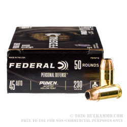 500 Rounds of 45 ACP Ammo by Federal Punch - 230gr JHP