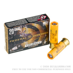 5 Rounds of 20ga Ammo by Federal - 3/4 ounce HP Rifled Slug 5 Rounds of 20ga Ammo by Federal - 3/4 ounce HP Rifled Slug