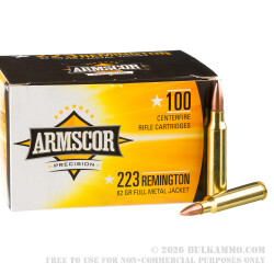 1200 Rounds of .223 Ammo by Armscor - 62gr FMJ 1200 Rounds of .223 Ammo by Armscor - 62gr FMJ