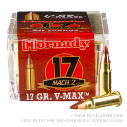 500 Rounds of .17HM2 Ammo by Hornady Varmint Express - 17gr V-MAX