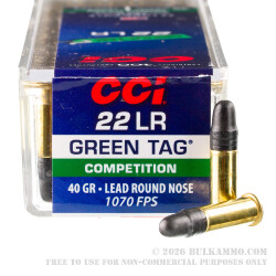 100 Rounds of .22 LR Ammo by CCI - 40gr LRN