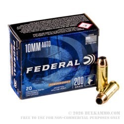 20 Rounds of 10mm Ammo by Federal Power-Shok - 200gr JHP