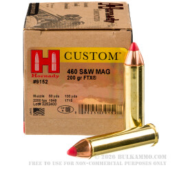 20 Rounds of .460 S&W Ammo by Hornady - 200gr FTX