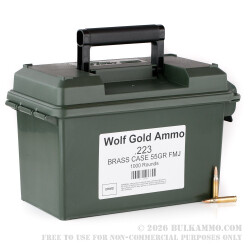 1000 Rounds of .223 Ammo by Wolf Gold - 55gr FMJ