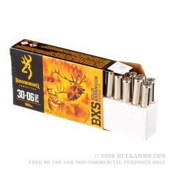 20 Rounds of 30-06 Springfield Ammo by Browning BXS Copper Expansion - 180gr Polymer Tipped