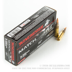 20 Rounds of 5.56x45 Ammo by Winchester Match - 77gr HPBT 20 Rounds of 5.56x45 Ammo by Winchester Match - 77gr HPBT