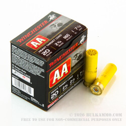 250 Rounds of 20ga Ammo by Winchester AA - 1 ounce #7 1/2 shot 250 Rounds of 20ga Ammo by Winchester AA - 1 ounce #7 1/2 shot