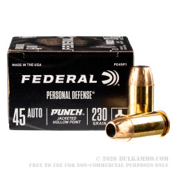 20 Rounds of .45 ACP Ammo by Federal Punch - 230gr JHP