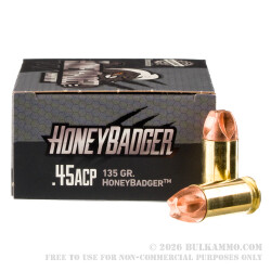 20 Rounds of .45 ACP Ammo by Black Hills - 135gr HoneyBadger
