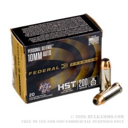 200 Rounds of 10mm Ammo by Federal Personal Defense HST - 200gr JHP