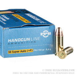 50 Rounds of .38 Super +P Ammo by Prvi Partizan - 130gr FMJ 50 Rounds of .38 Super +P Ammo by Prvi Partizan - 130gr FMJ
