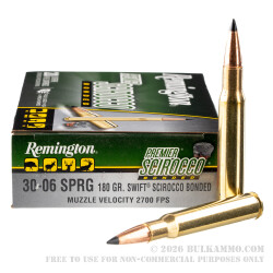 200 Rounds of 30-06 Springfield Ammo by Remington - 180gr Scirocco Bonded