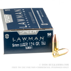 1000 Rounds of 9mm Ammo by Speer Lawman - 124gr TMJ 1000 Rounds of 9mm Ammo by Speer Lawman - 124gr TMJ