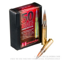 10 Rounds of .50 BMG Ammo by Hornady Match - 750gr A-Tip Match