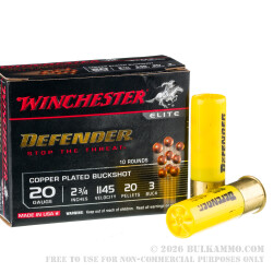 10 Rounds of 20ga Ammo by Winchester Defender - #3 Buck 10 Rounds of 20ga Ammo by Winchester Defender - #3 Buck