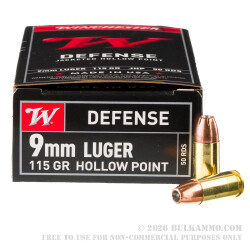 500  Rounds of 9mm Ammo by Winchester - 115gr JHP