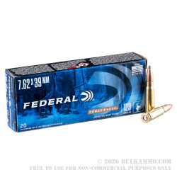 20 Rounds of 7.62x39mm Ammo by Federal - 123gr SP