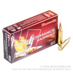 200 Rounds of .22-250 Rem Ammo by Hornady Superformance - 50gr V-MAX