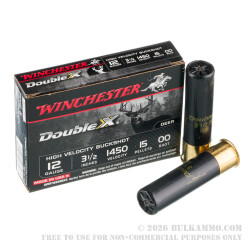 5 Rounds of 12ga 3-1/2" Ammo by Winchester Double-X - 00 Buck