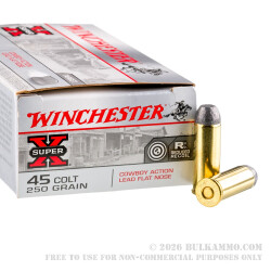 500 Rounds of .45 Long-Colt Ammo by Winchester - 250gr LFN 500 Rounds of .45 Long-Colt Ammo by Winchester - 250gr LFN