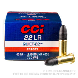 500 Rounds of .22 LR Quiet Ammo by CCI - 40gr LRN