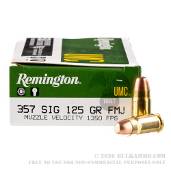 500 Rounds of .357 SIG Ammo by Remington - 125gr FMJ