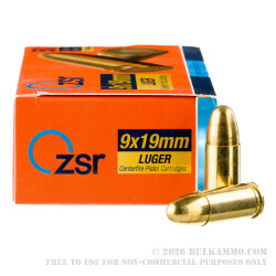 1000 Rounds of 9mm Ammo by ZSR - 115gr FMJ