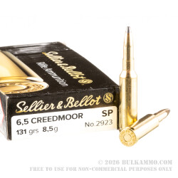 500 Rounds of 6.5 Creedmoor Ammo by Sellier & Bellot - 131gr SP 500 Rounds of 6.5 Creedmoor Ammo by Sellier & Bellot - 131gr SP