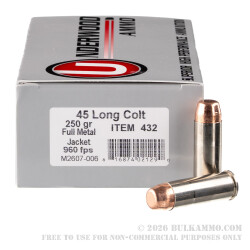 50 Rounds of .45 Long-Colt Ammo by Underwood - 250gr FMJ