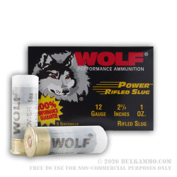 250 Rounds of 12ga Ammo by Wolf - 1 ounce Rifled Slug 250 Rounds of 12ga Ammo by Wolf - 1 ounce Rifled Slug