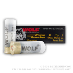 250 Rounds of 12ga Ammo by Wolf - 1 ounce Rifled Slug 250 Rounds of 12ga Ammo by Wolf - 1 ounce Rifled Slug